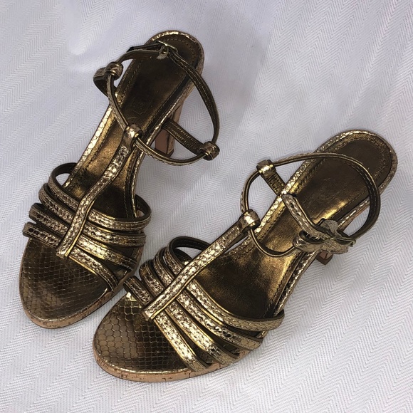 Coach Shoes - Coach Bronze Strappy Sandal Heels